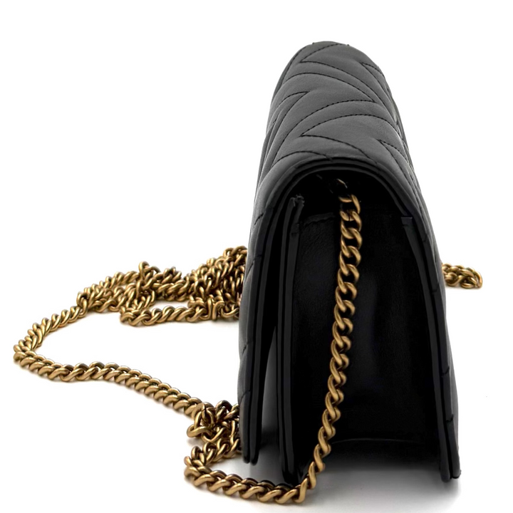 GG Marmont Black Leather Mini Shoulder Bag