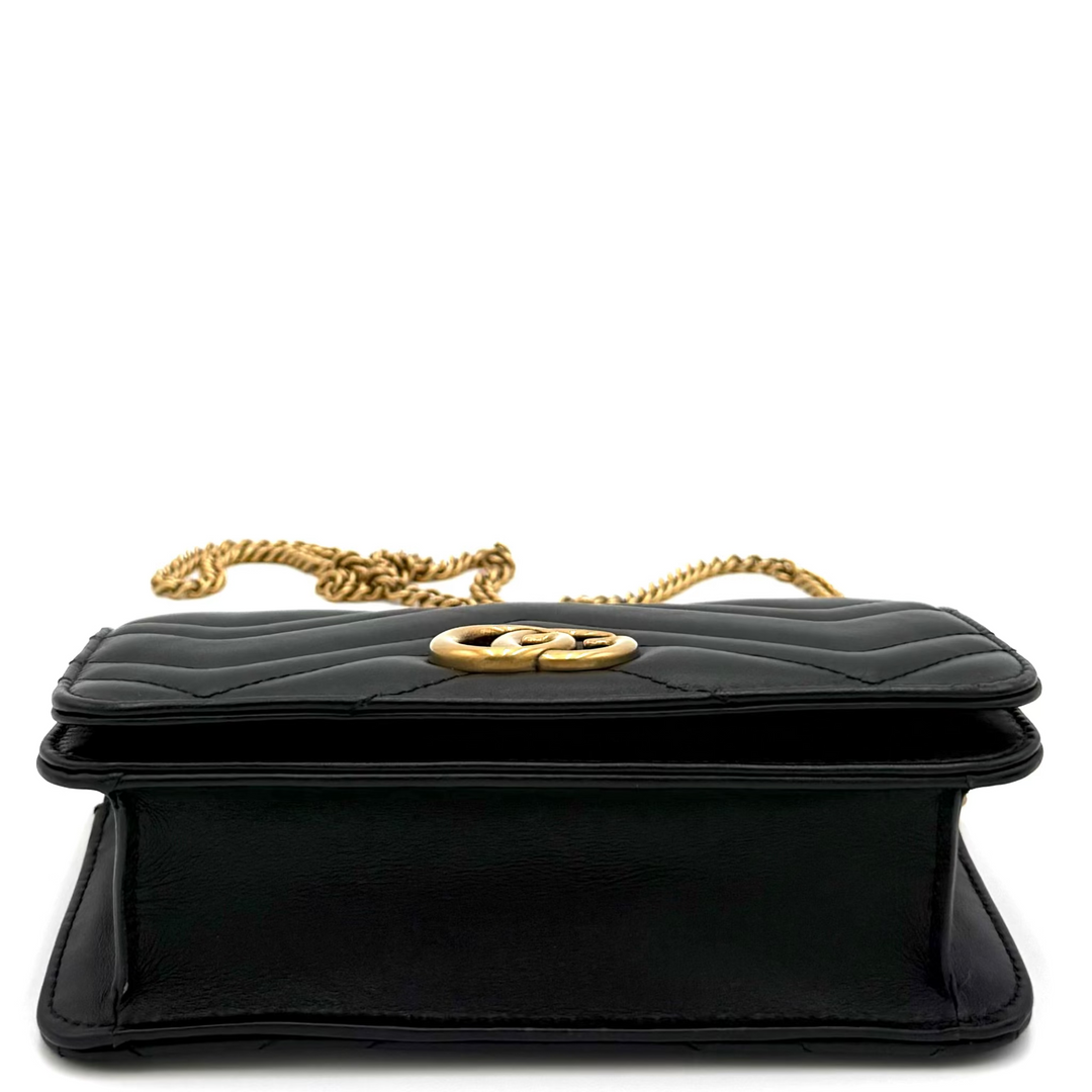 GG Marmont Black Leather Mini Shoulder Bag