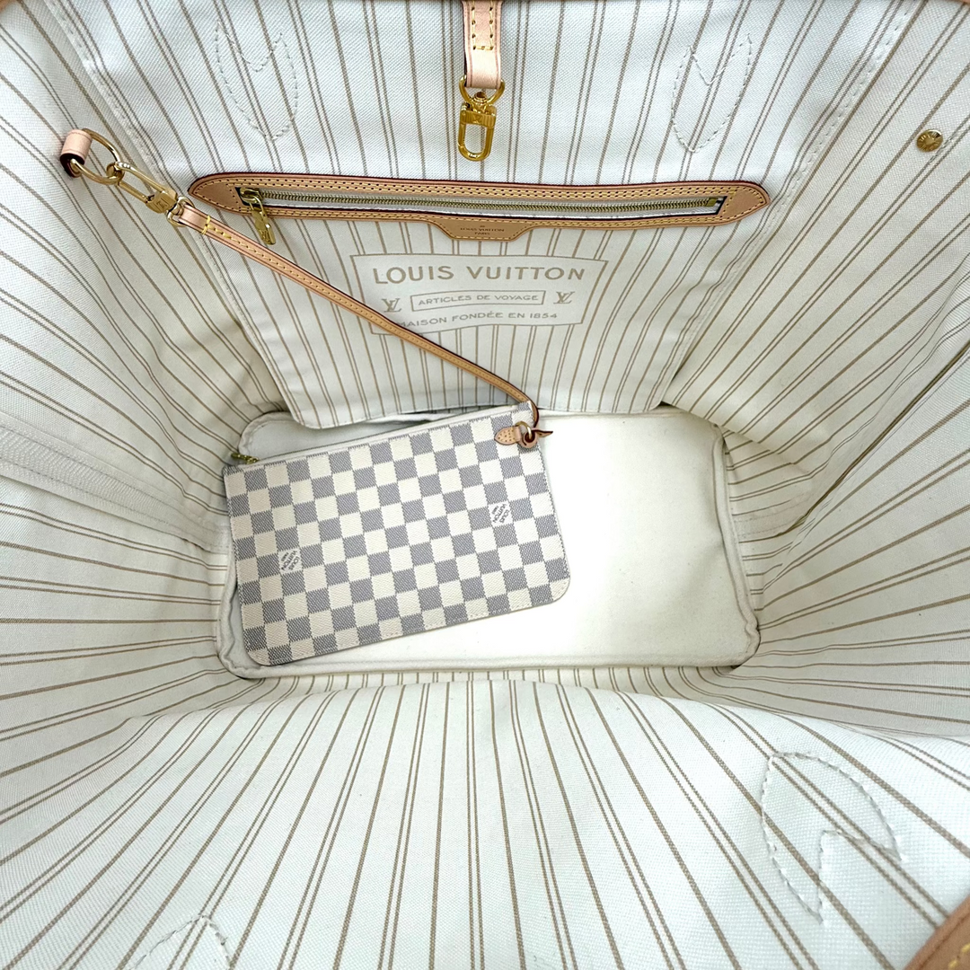 Neverfull GM Damier Azur Canvas Tote Bag with Pouch