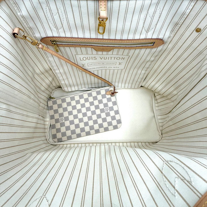 Neverfull GM Damier Azur Canvas Tote Bag with Pouch
