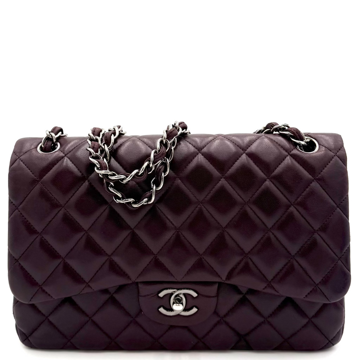 Classic Jumbo Double Flap Lambskin Leather Bag