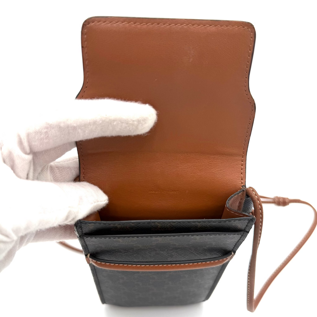 Triomphe Canvas and Calfskin Phone Pouch