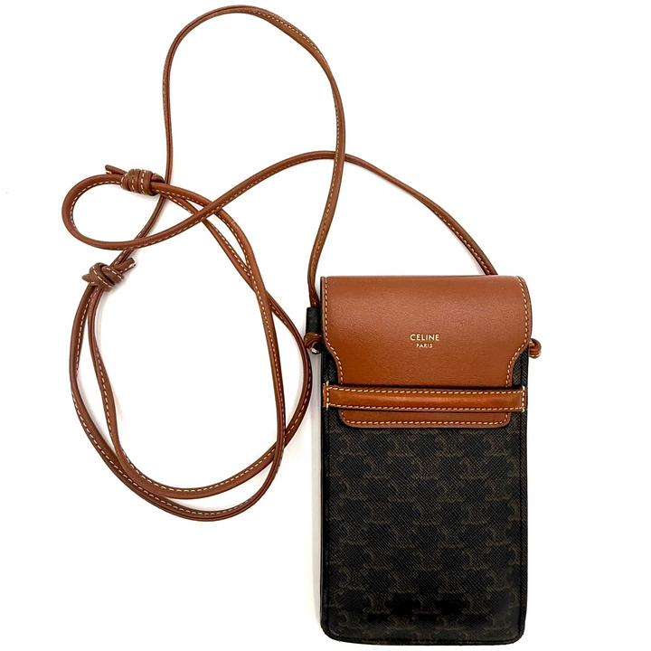 Triomphe Canvas and Calfskin Phone Pouch