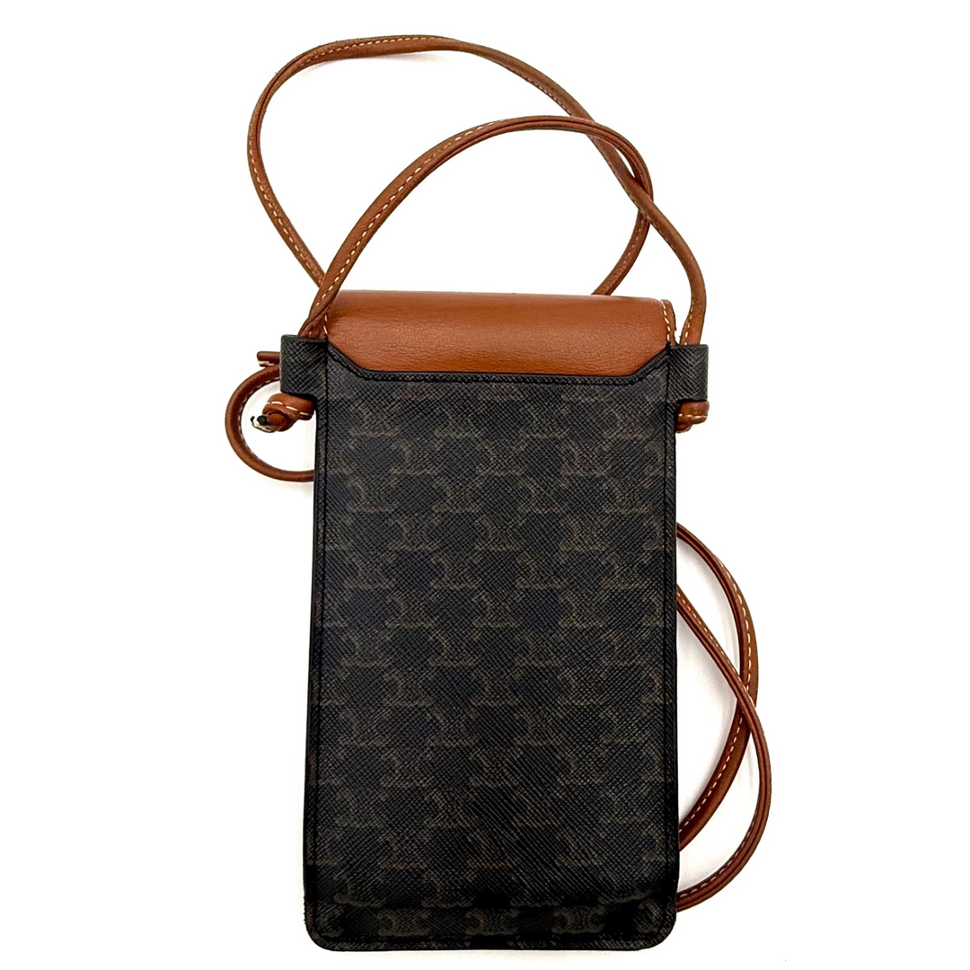 Triomphe Canvas and Calfskin Phone Pouch