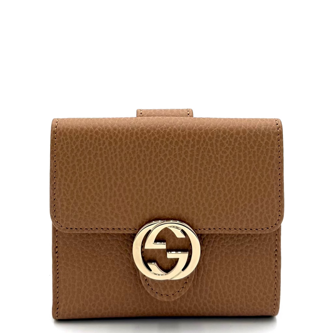 Dollar Calfskin Interlocking G French Wallet