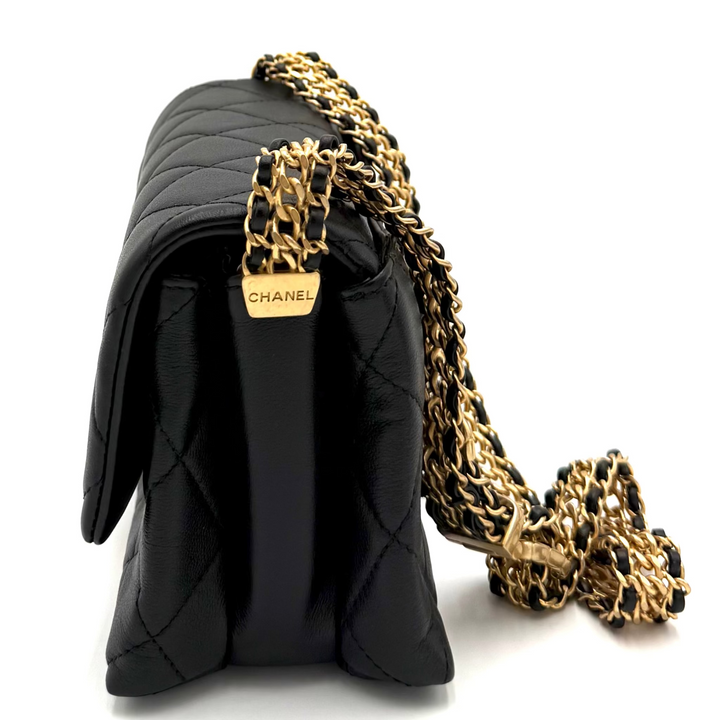 Small Belt Chain Calfskin Quilted Leather Flap Bag
