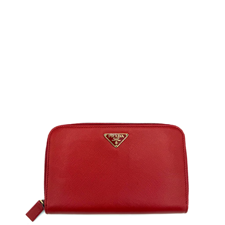 Zip Around Saffiano Leather Wallet