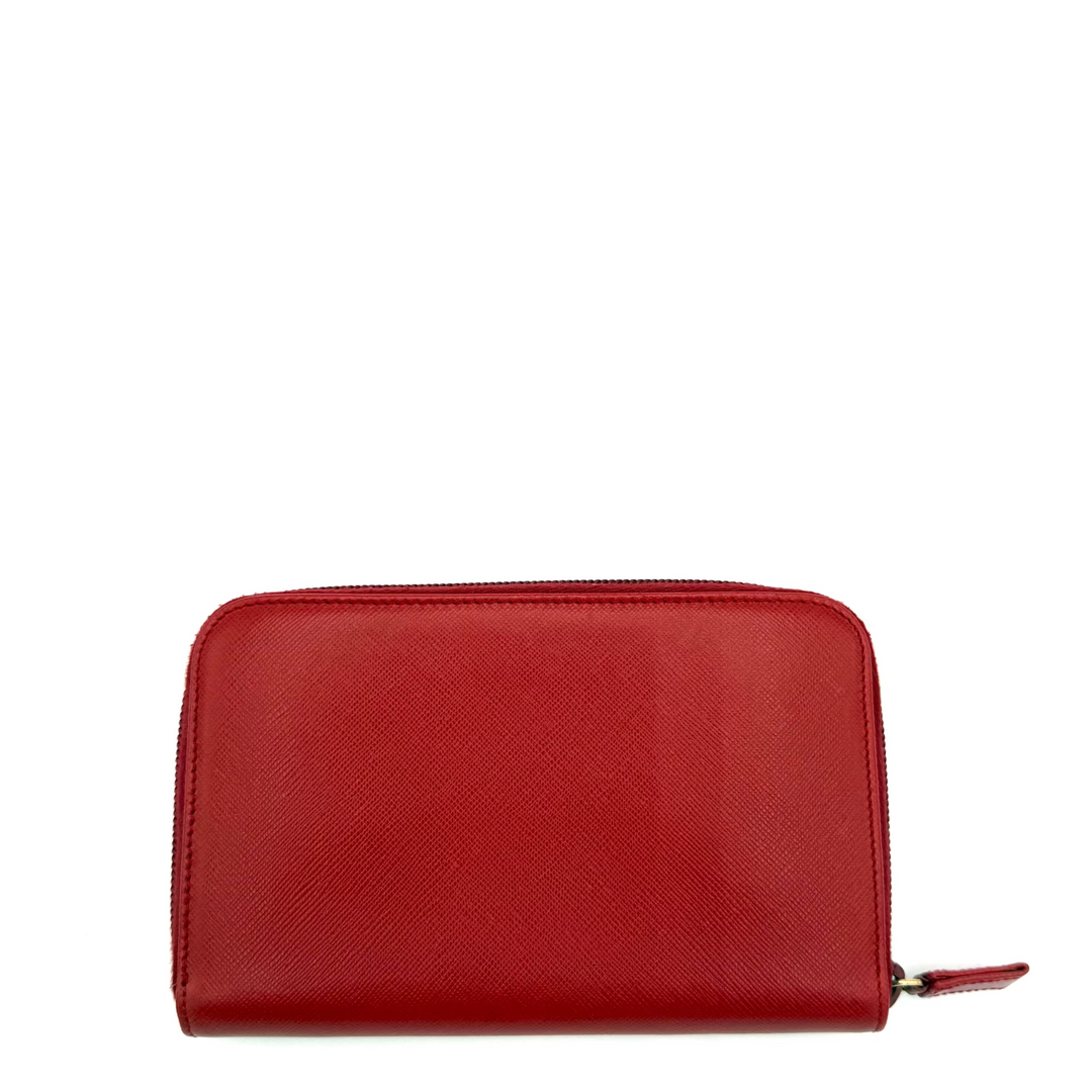 Zip Around Saffiano Leather Wallet