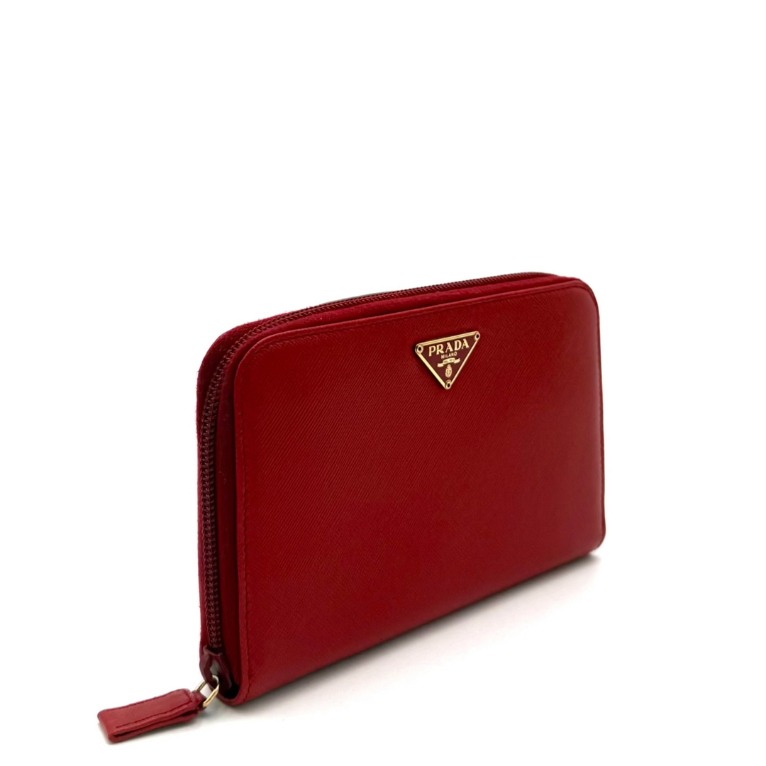 Zip Around Saffiano Leather Wallet