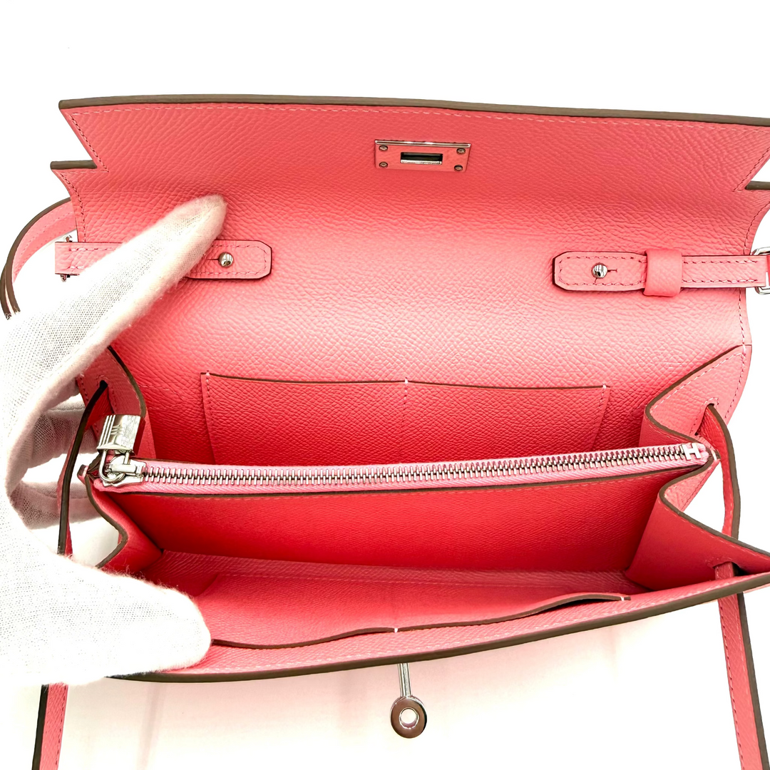 Classique Kelly to Go Wallet in Rose Confetti Epsom Leather