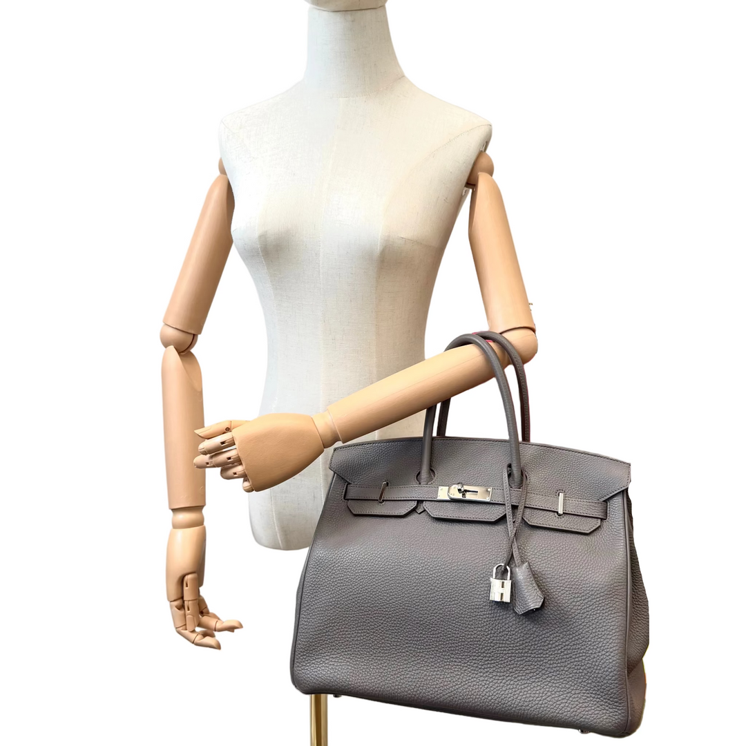 Birkin 35 Togo Leather Etain Bag With Palladium Hardware