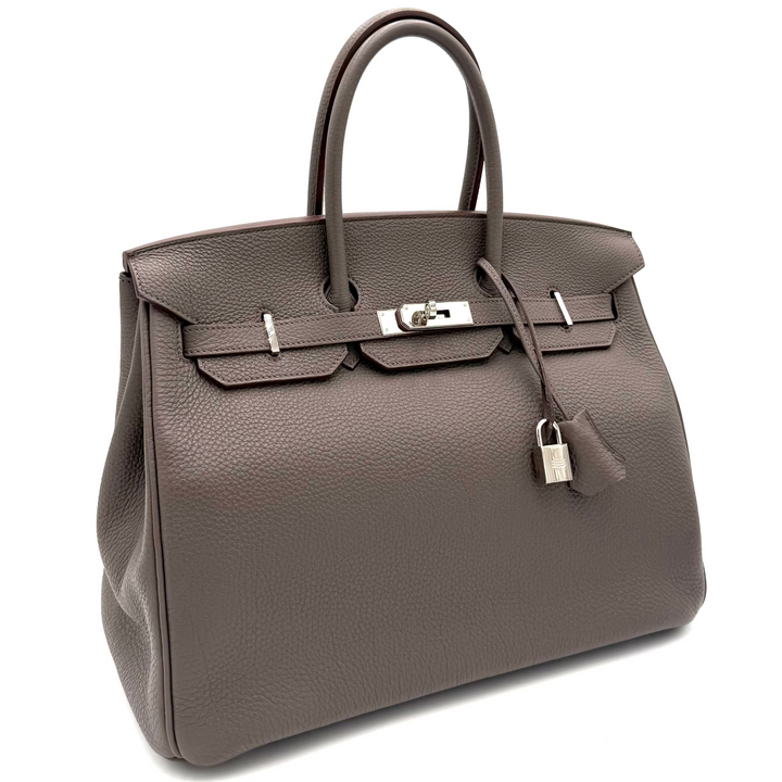Birkin 35 Togo Leather Etain Bag With Palladium Hardware