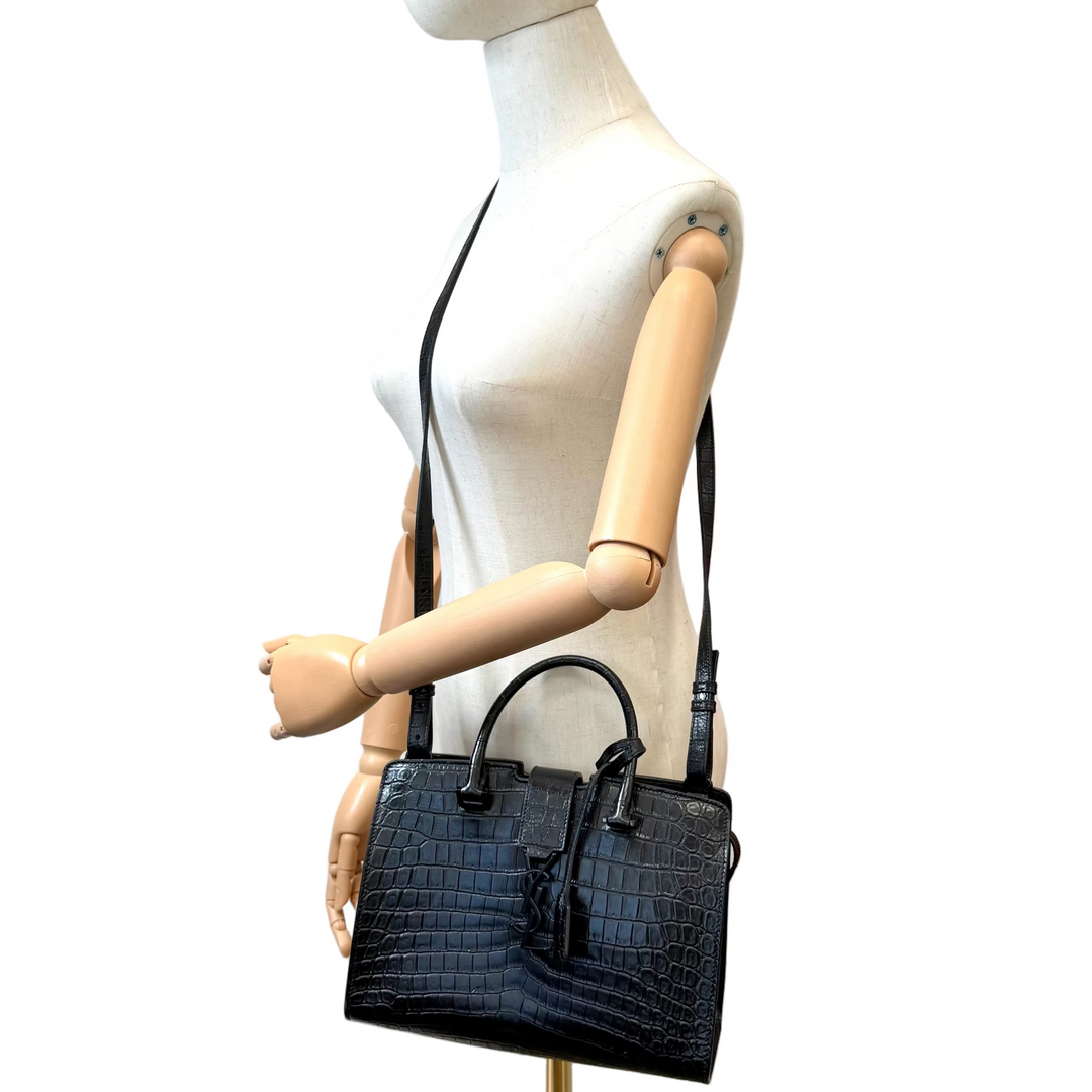 Cabas Croc Embossed Leather Bag