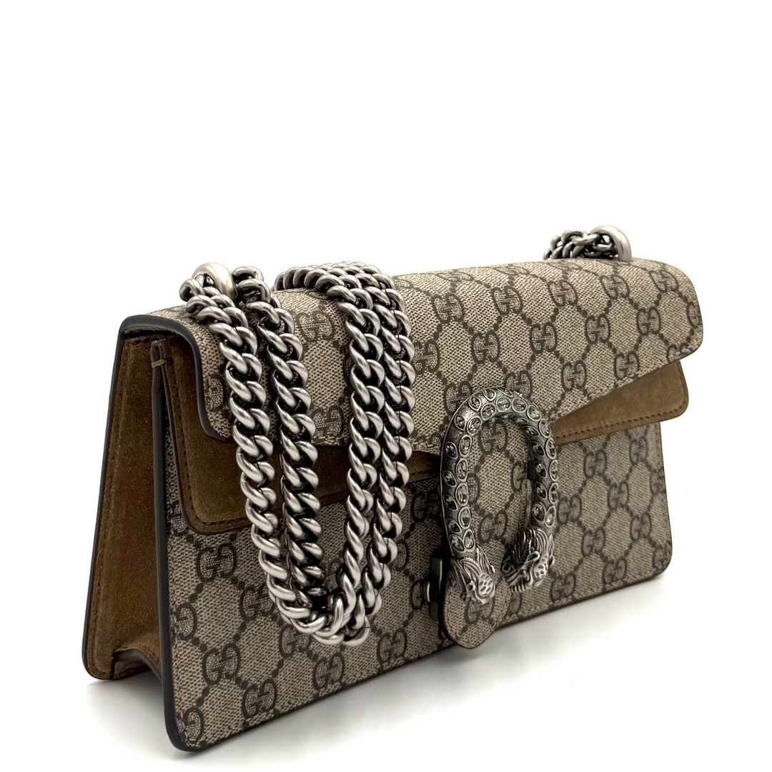 Dionysus GG Crystal Supreme Monogram Canvas Small Shoulder Bag