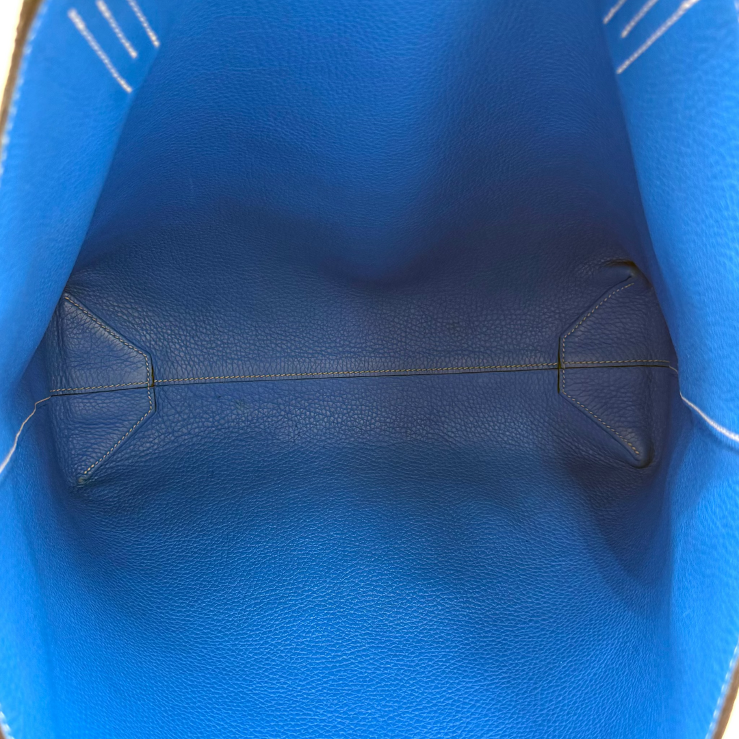 Double Sens 45 Reversible Violet/Blue Leather Tote