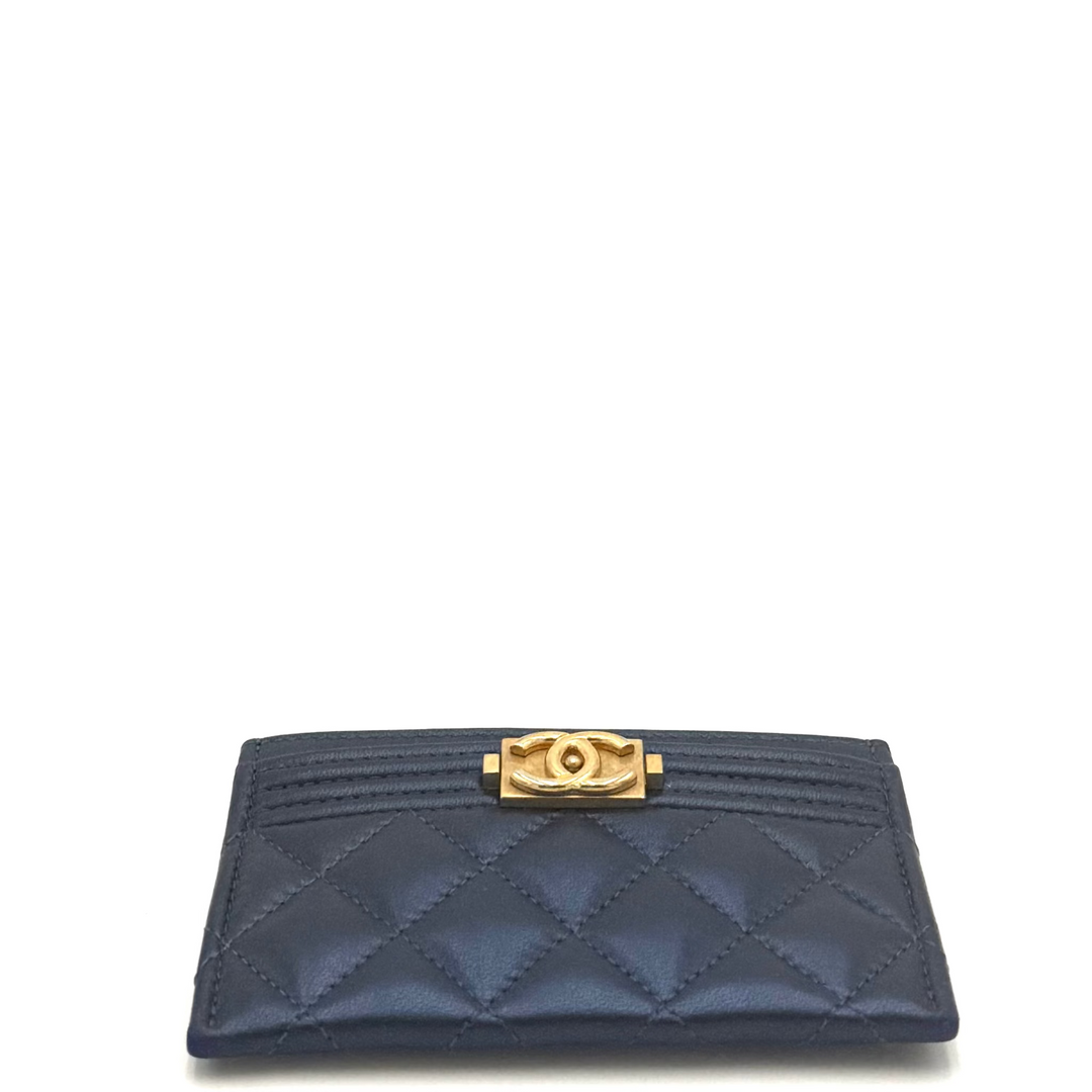 Boy Metallic Quilted Lambskin Card Holder