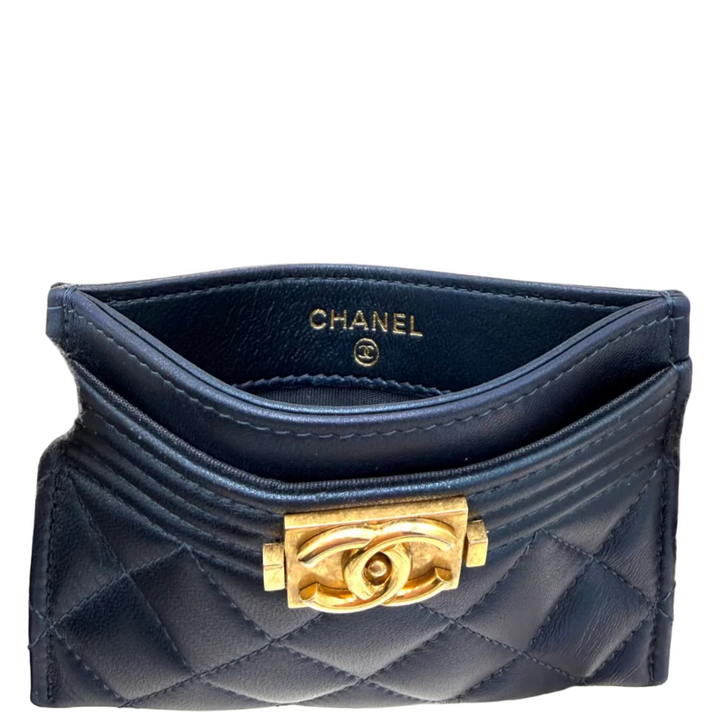 Boy Metallic Quilted Lambskin Card Holder