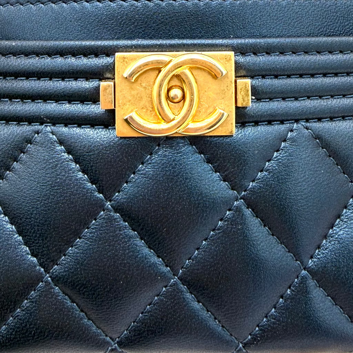 Boy Metallic Quilted Lambskin Card Holder