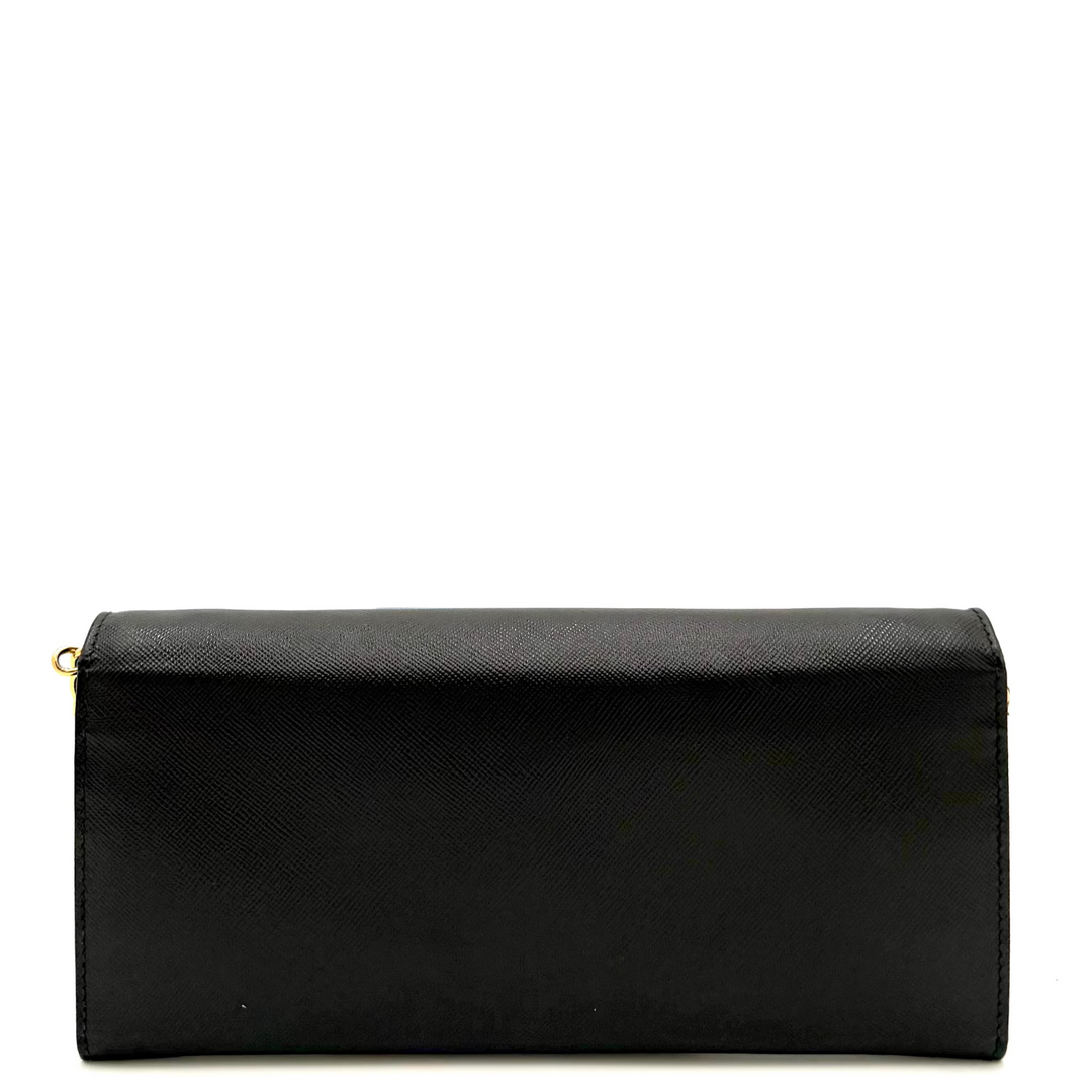 Continental Saffiano Leather Wallet on Chain