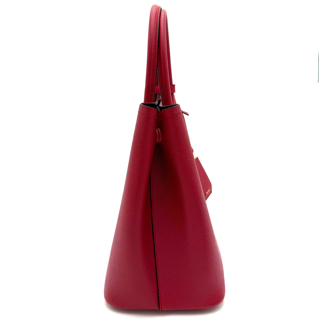 Medium Red Saffiano Cuir Double Tote Bag