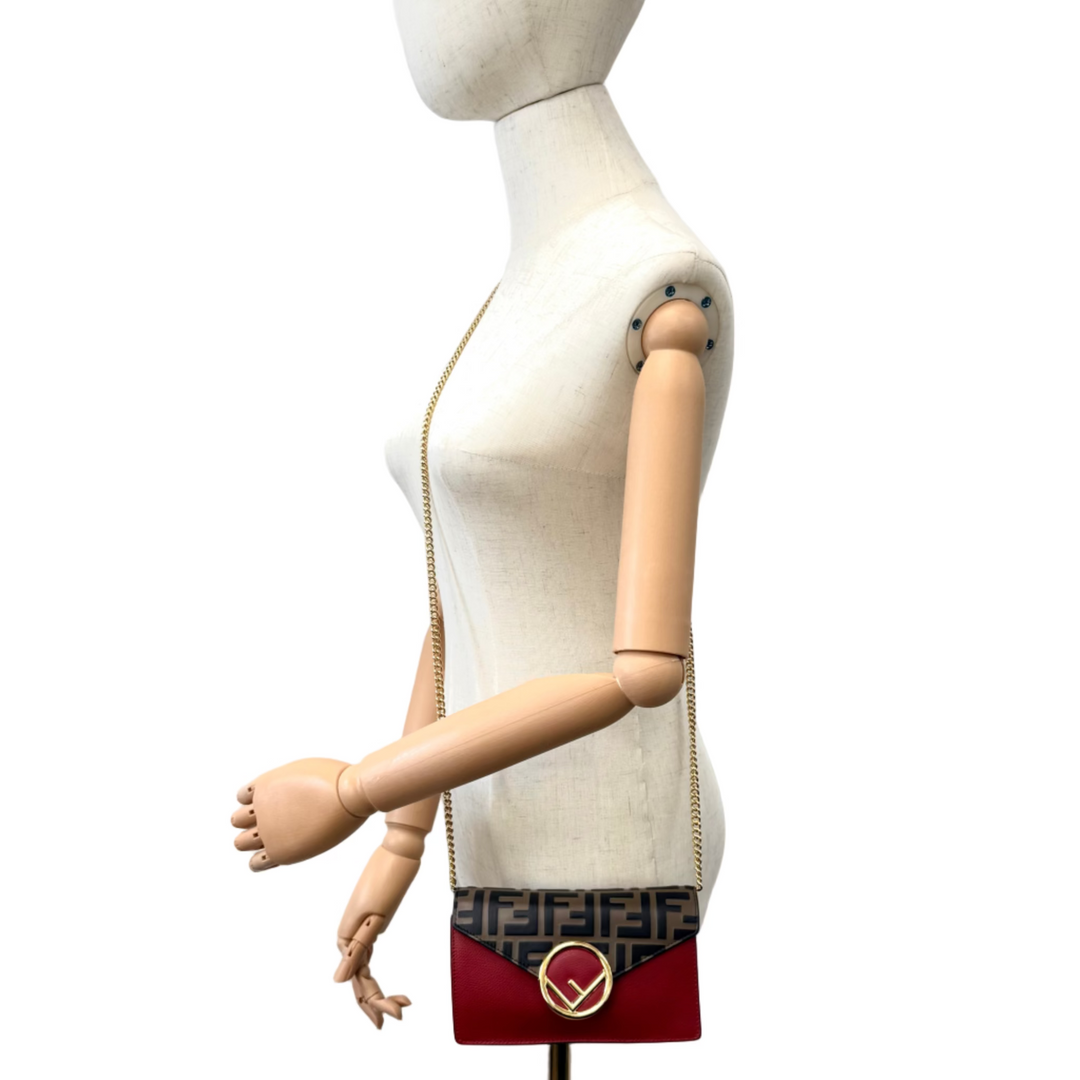 Zucca Embossed & Red Leather Convertible Belt Bag