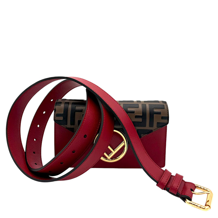 Zucca Embossed & Red Leather Convertible Belt Bag