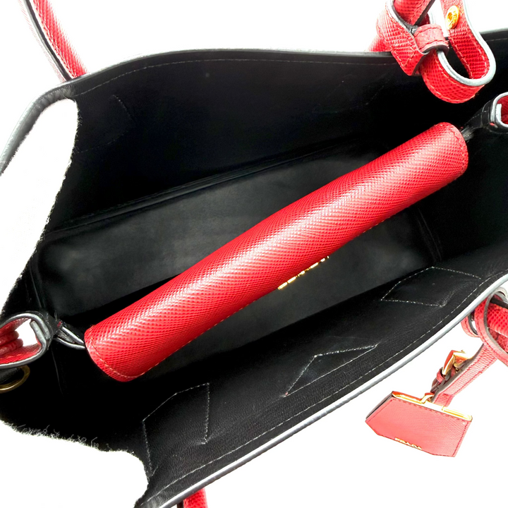 Medium Red Saffiano Cuir Double Tote Bag