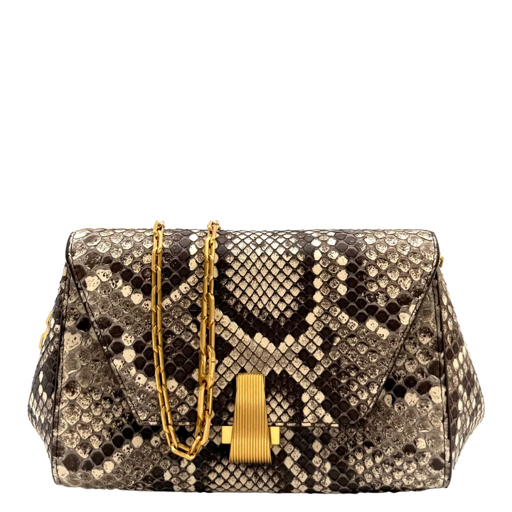 Python Leather Chain Strap Mini Bag