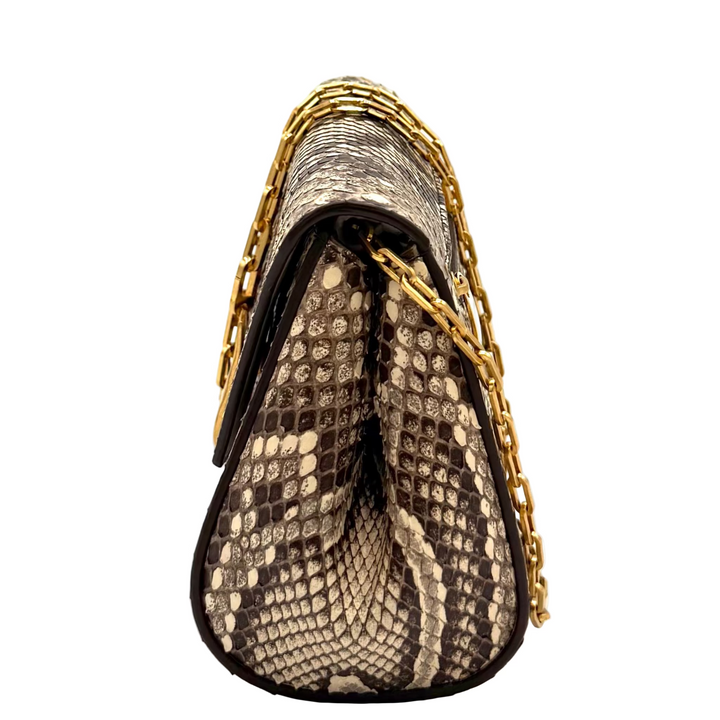 Python Leather Chain Strap Mini Bag