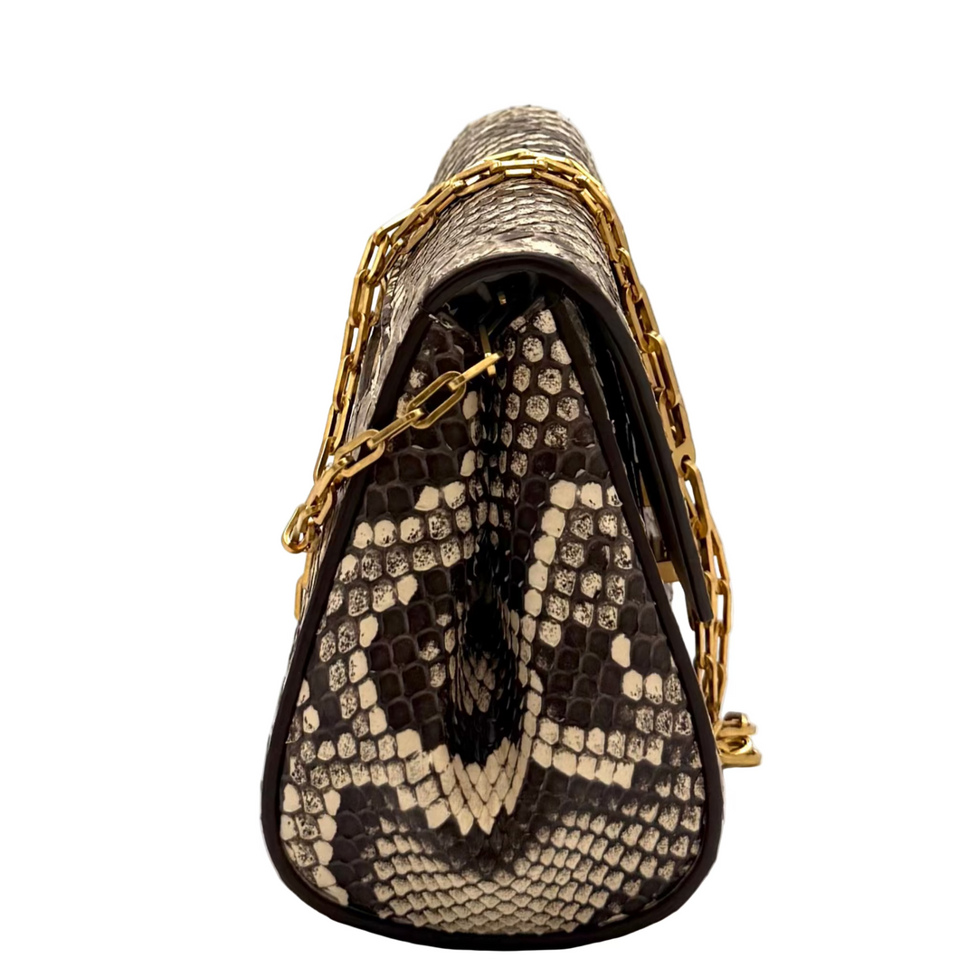 Python Leather Chain Strap Mini Bag