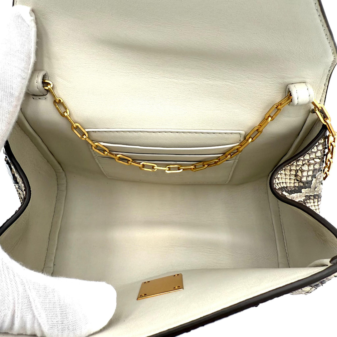Python Leather Chain Strap Mini Bag