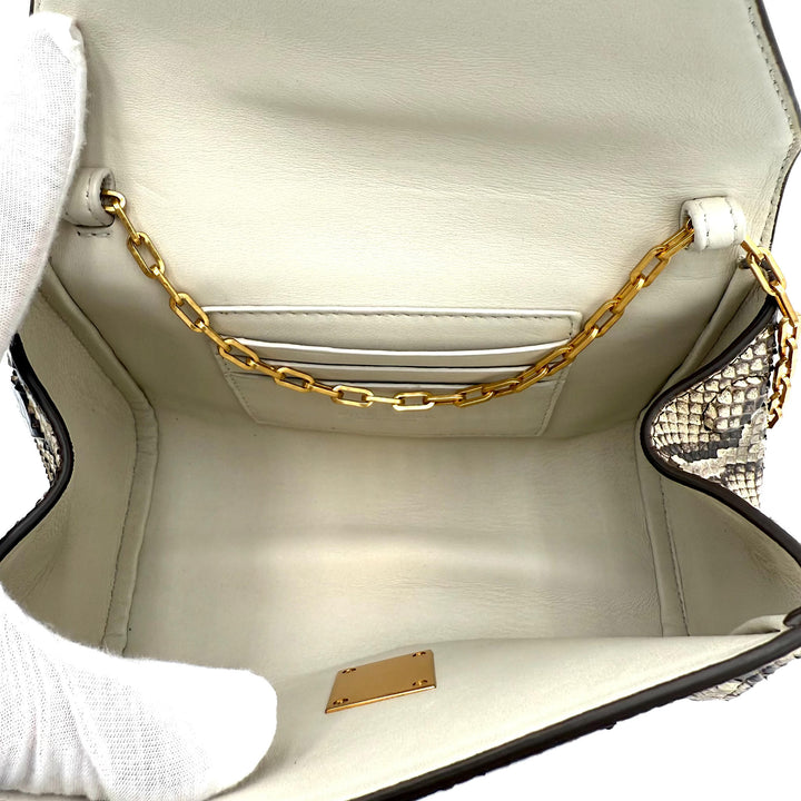 Python Leather Chain Strap Mini Bag