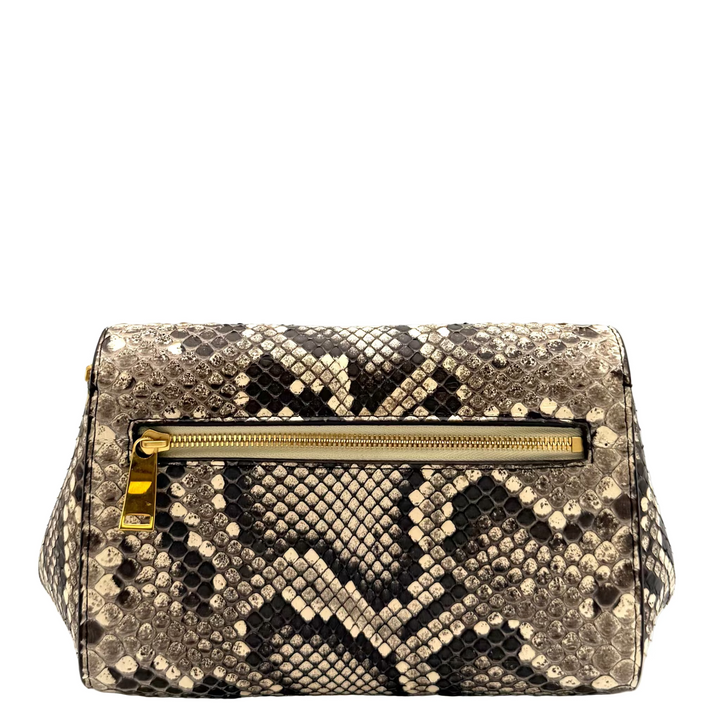 Python Leather Chain Strap Mini Bag
