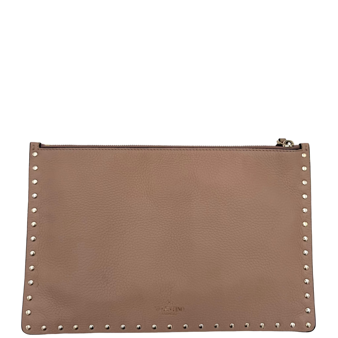 Rockstud Large Leather Clutch Bag