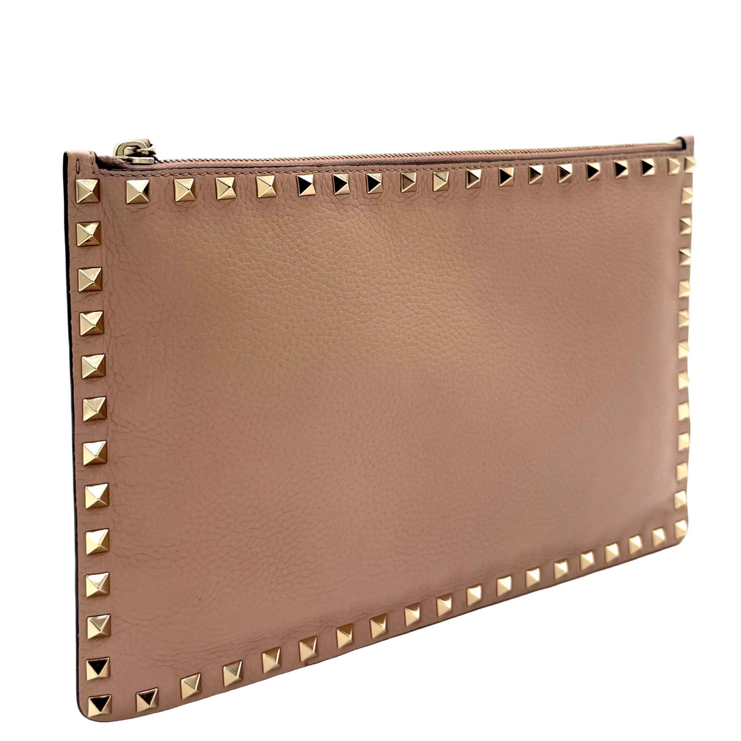 Rockstud Large Leather Clutch Bag