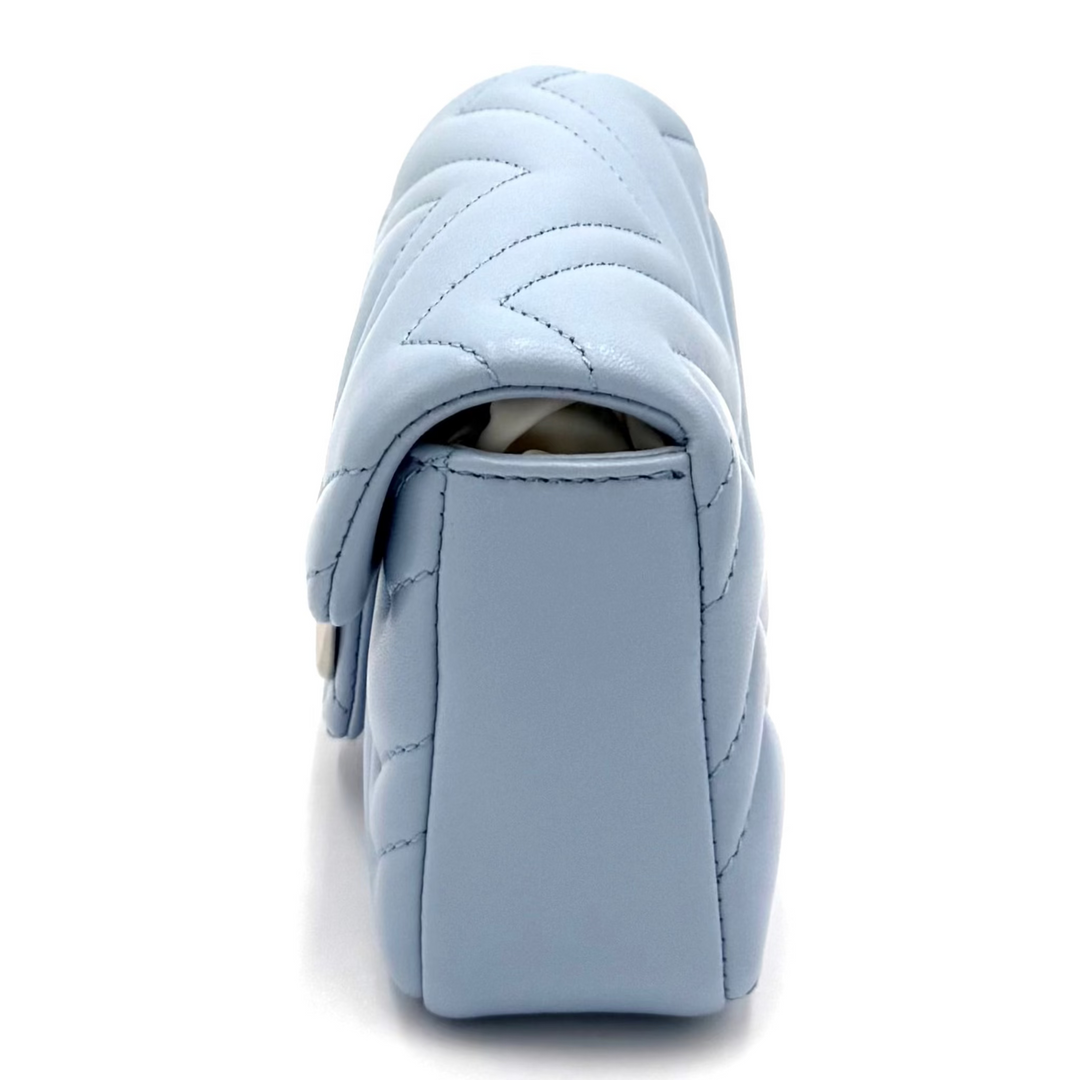 GG Mini Marmont in Pale Blue Leather