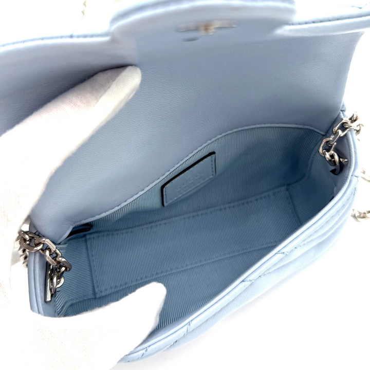 GG Mini Marmont in Pale Blue Leather
