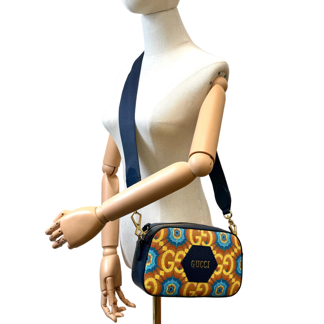 GG Supreme Kaleidoscope Calfskin Script Logo Camera Bag