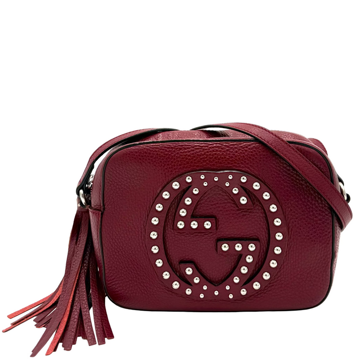 Soho Disco Small Studded Pebbled Calfskin Bag
