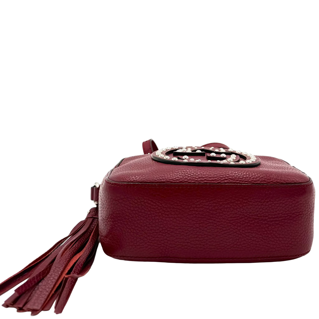 Soho Disco Small Studded Pebbled Calfskin Bag