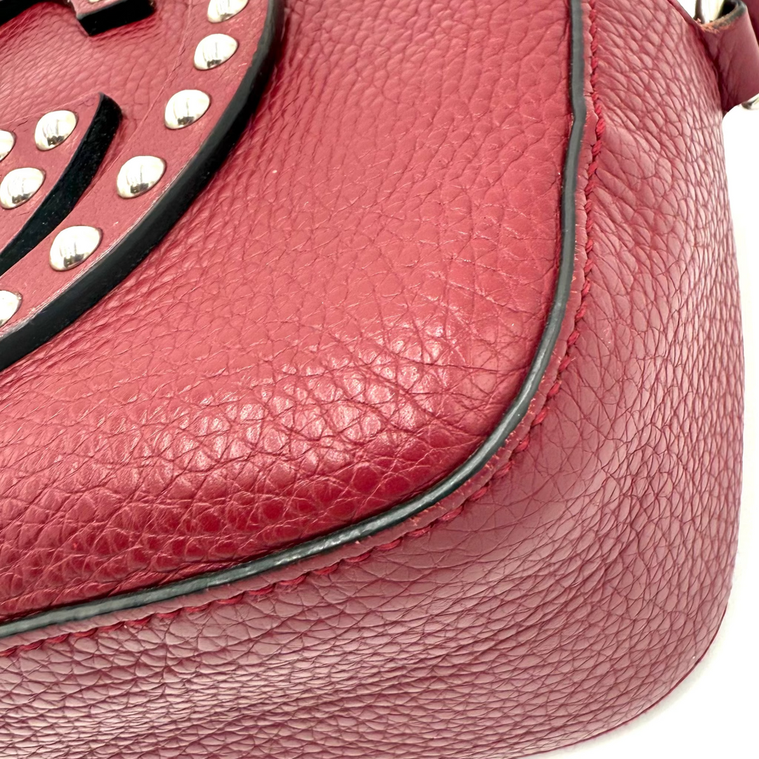 Soho Disco Small Studded Pebbled Calfskin Bag