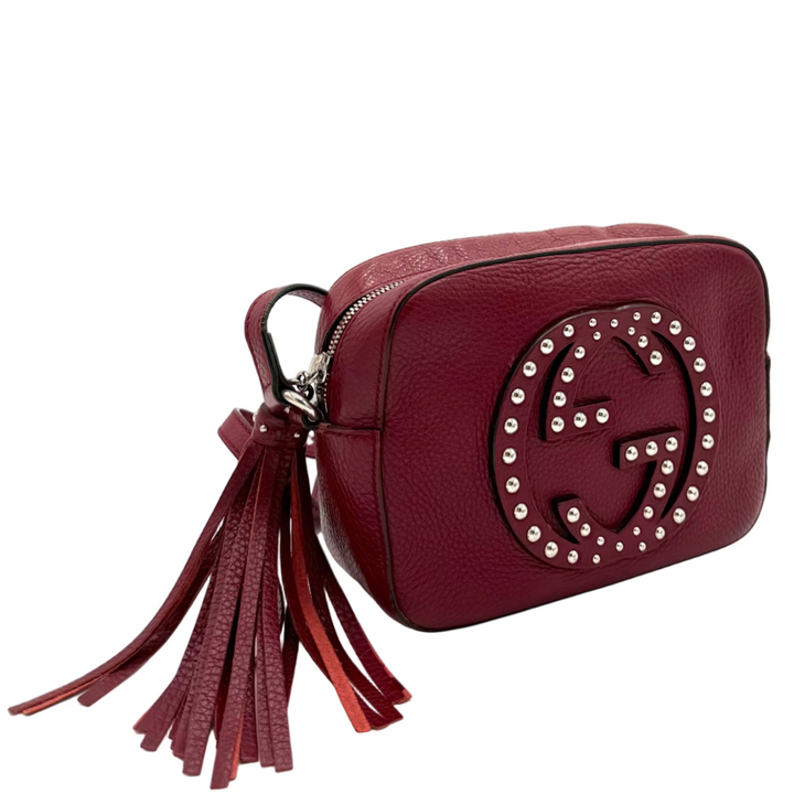 Soho Disco Small Studded Pebbled Calfskin Bag