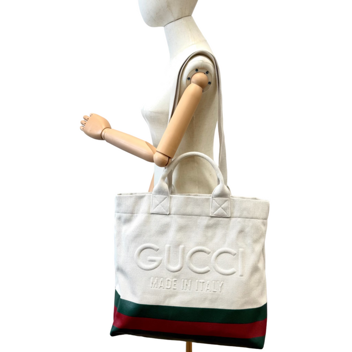 Embossed Detail Canvas Tote Bag