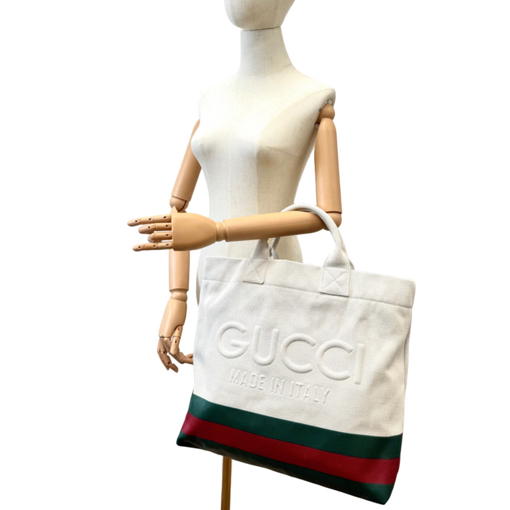 Embossed Detail Canvas Tote Bag