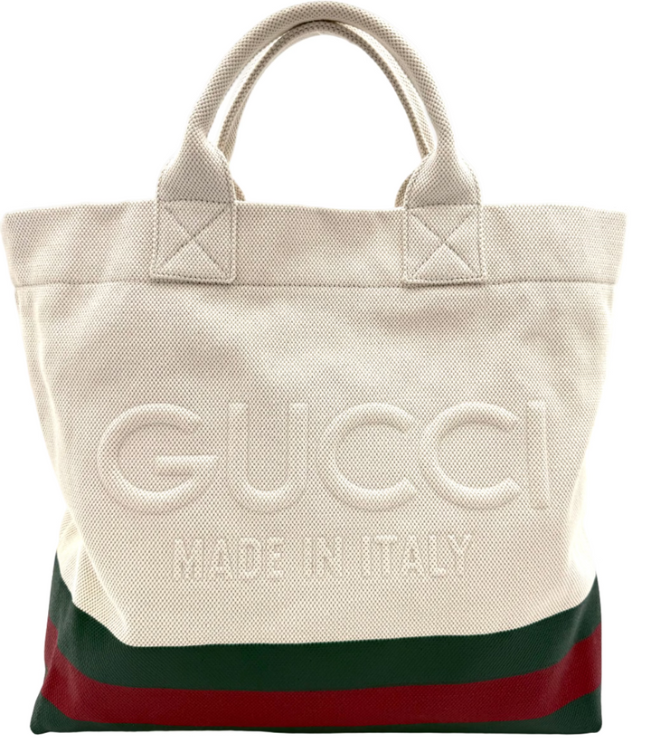 Embossed Detail Canvas Tote Bag