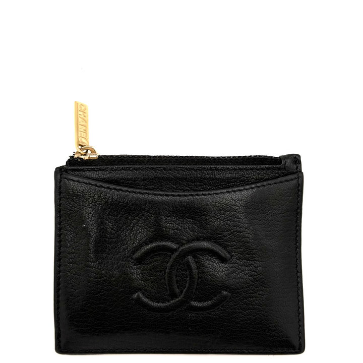 CC Timeless Zippered Lambskin Leather Card Holder