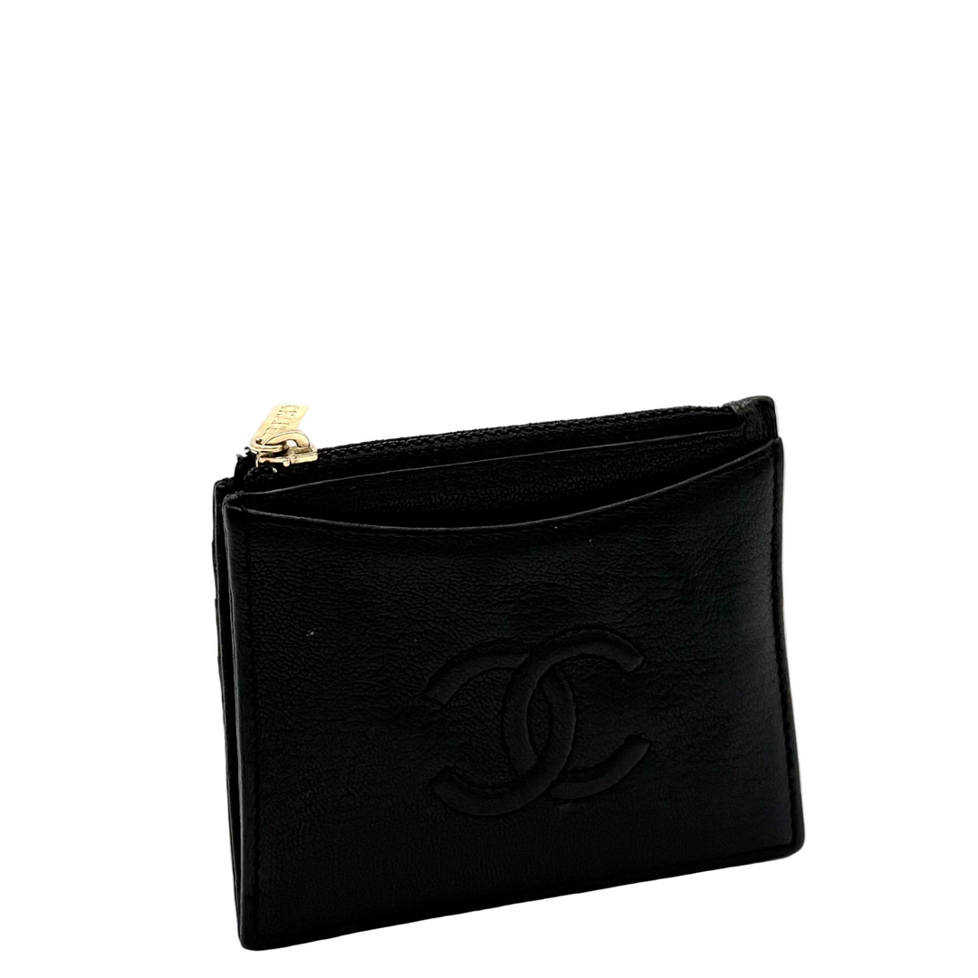 CC Timeless Zippered Lambskin Leather Card Holder