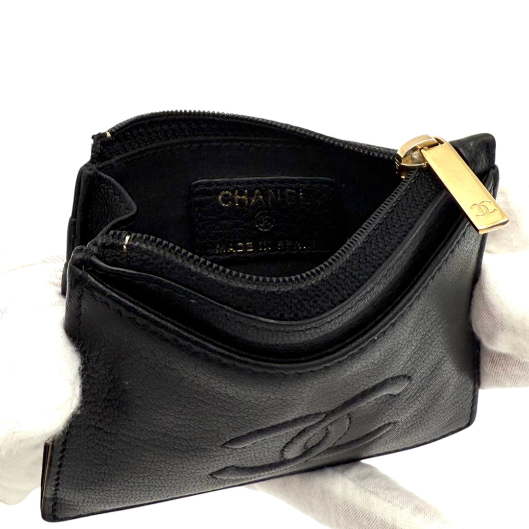 CC Timeless Zippered Lambskin Leather Card Holder