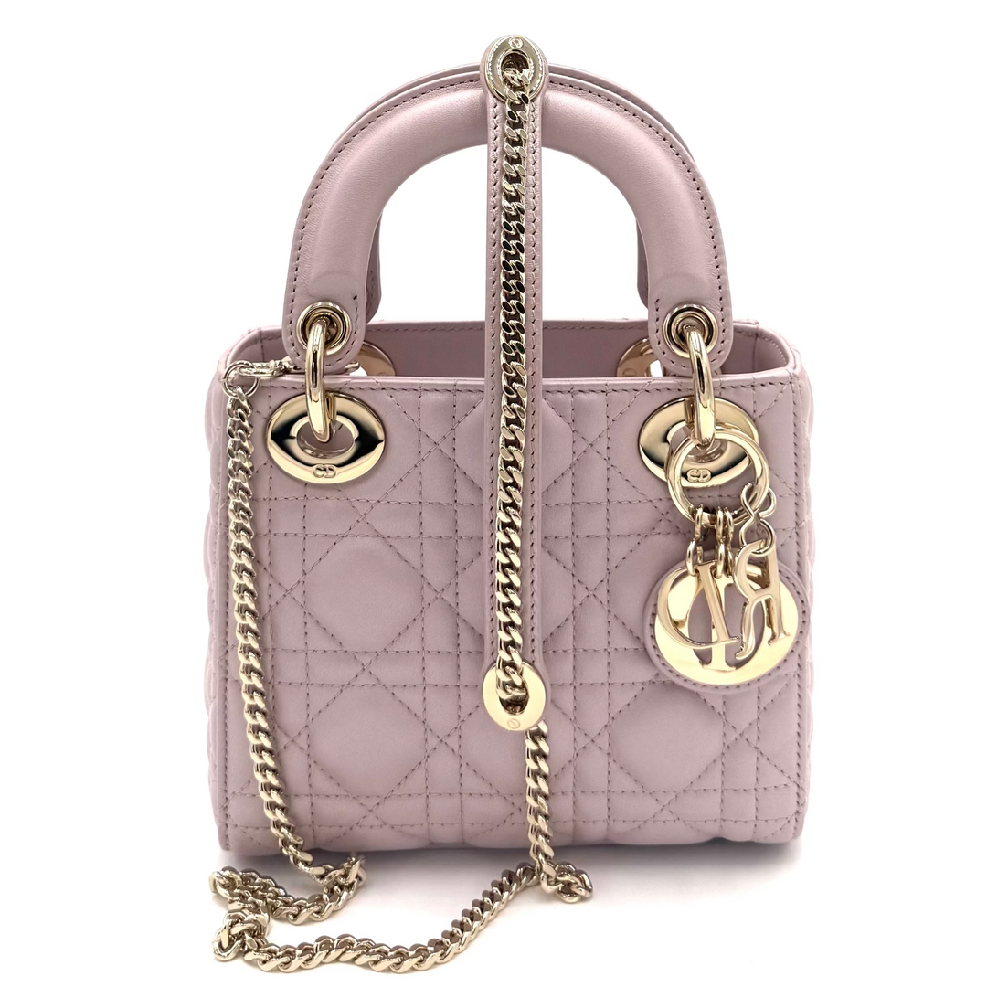 Lady Dior Mini Cannage Quilted Leather Bag