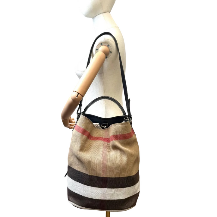 Ashby Medium Check Hobo Bucket Bag